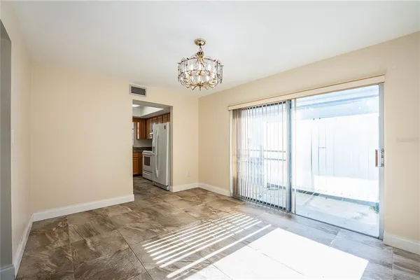 a view of a room with a window