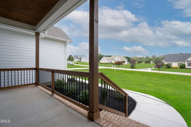 an aerial view of a house with garden