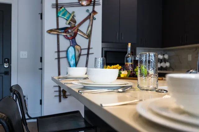 a close view of dining table