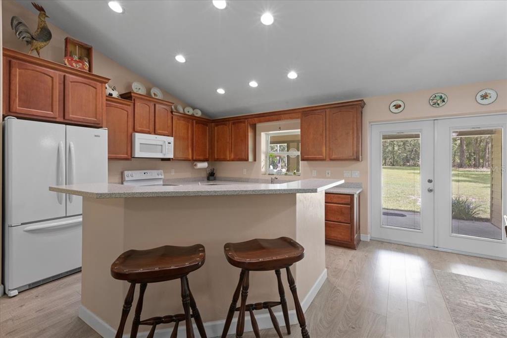 4700 Northwest 55th Avenue Bell, FL 32619 - Photo 6 of 77 a kitchen with stainless steel appliances granite countertop a refrigerator a stove top oven and a sink with wooden floor
