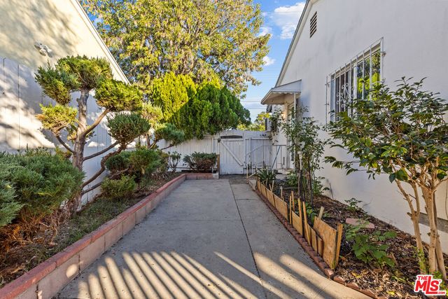 a view of a pathway both side of house