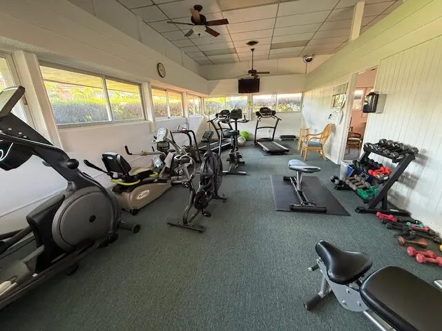 a view of a room with gym equipment