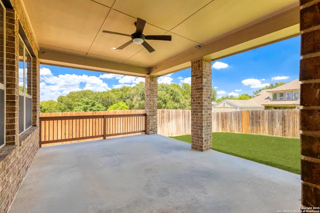 a view of a garden with an outdoor space