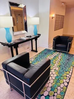 a living room with furniture