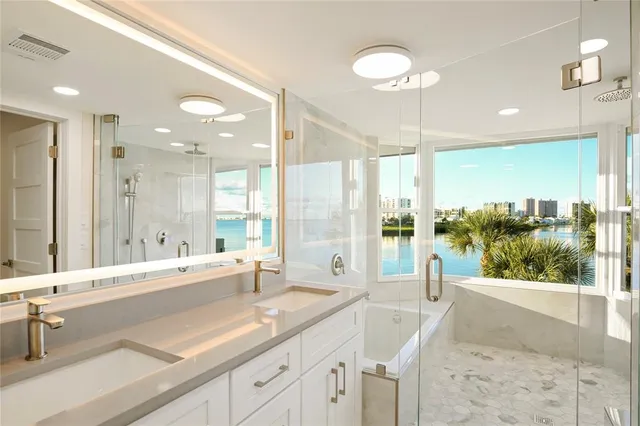 a view of a balcony with city view