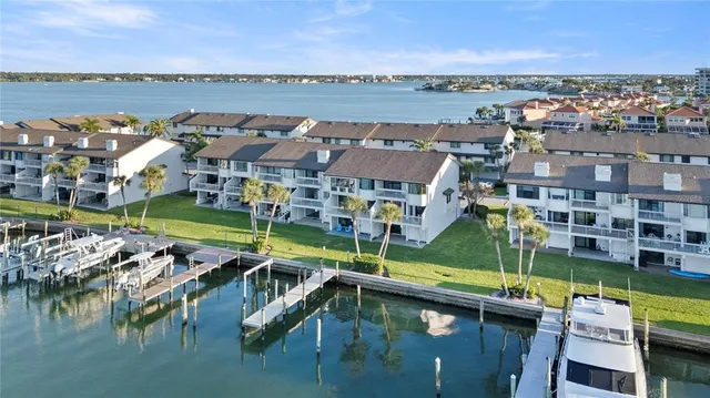 a view of a city with lawn chairs