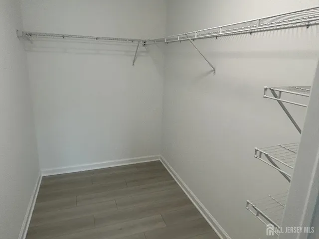a view of a room with racks on the wall