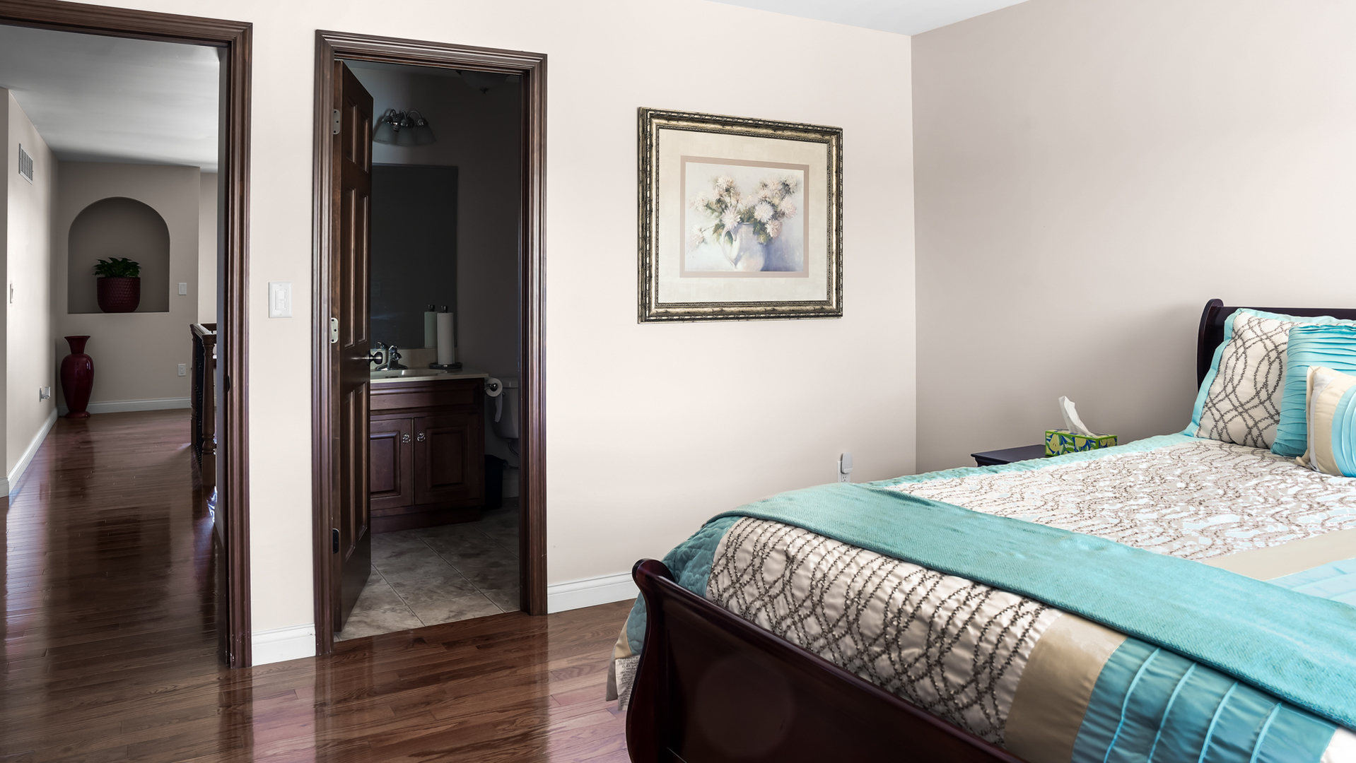 1607 Chestnut Grove Court Champaign, IL 61822 - Photo 67 of 113 a bedroom with a bed and wooden floor