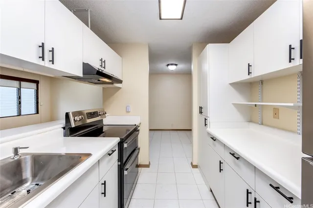 a kitchen that has a sink and a stove