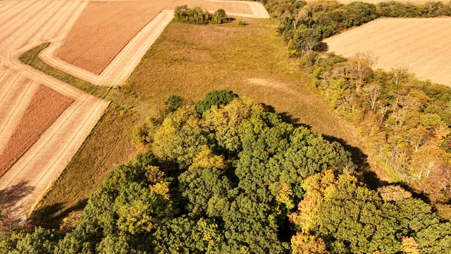 a view of a field with an ocean view