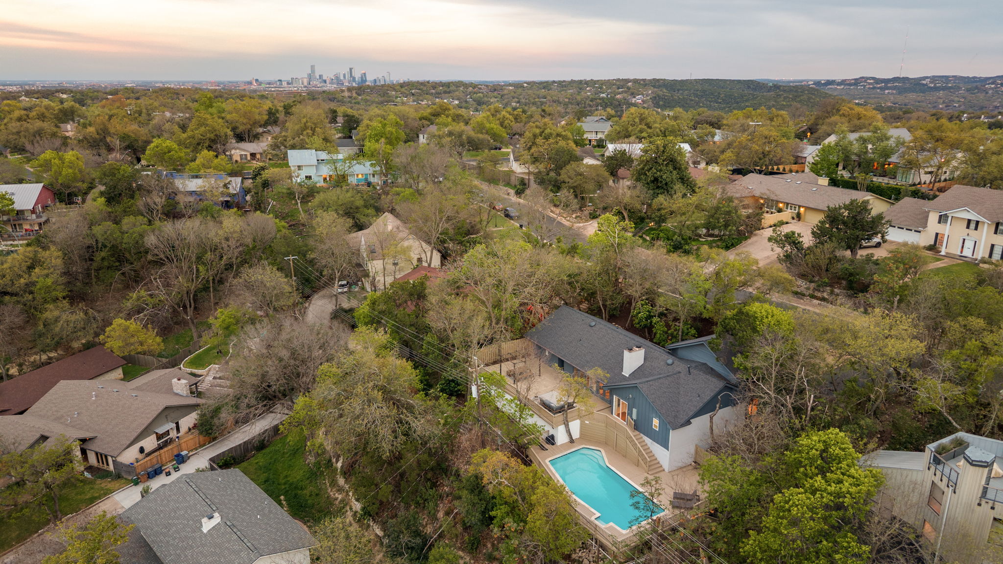 6501 Sumac Drive Austin, TX 78731 - Photo 37 of 40 Aerial perspective of suburban area with a pool
