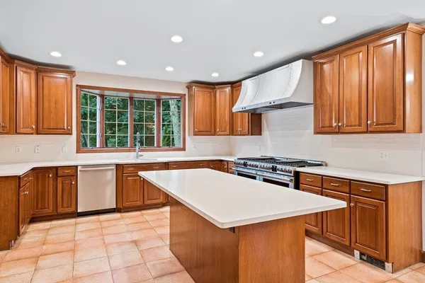 a kitchen with a stove a sink and a refrigerator