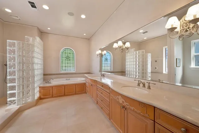 a view of a yard with potted plants