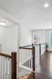 a view of entryway with wooden floor