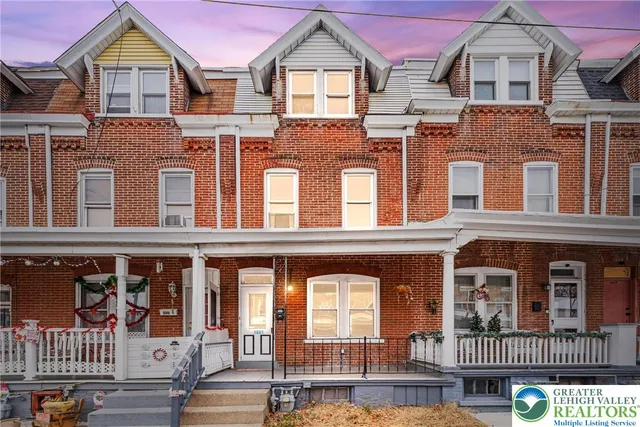 front view of a brick building