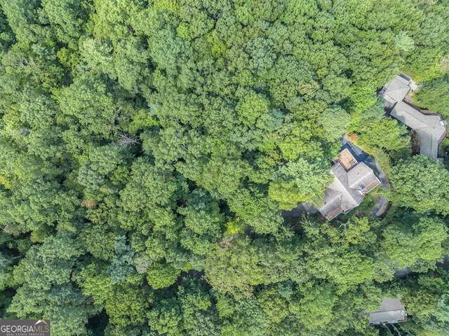 an aerial view of a house with a yard and outdoor seating