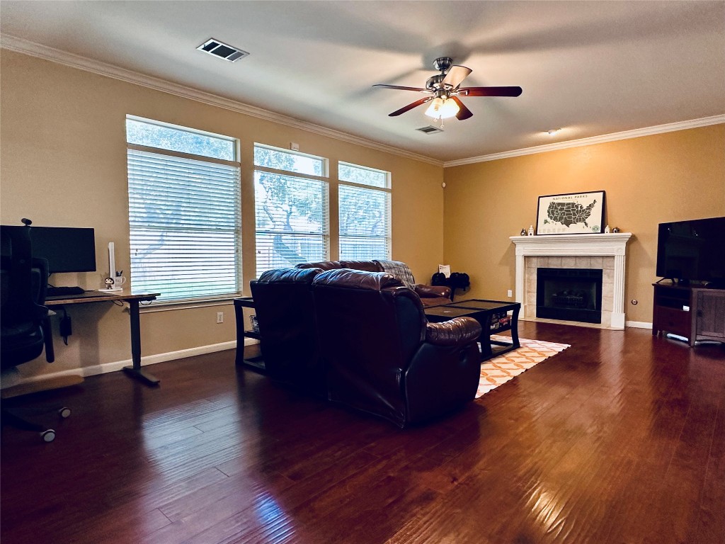 8300 Alvin High Lane Austin, TX 78729 - Photo 7 of 21 a living room with furniture and a fireplace