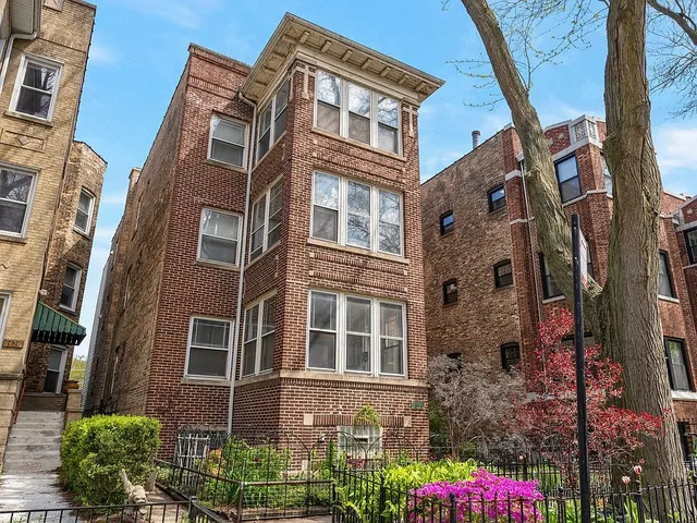 a front view of a multi story building