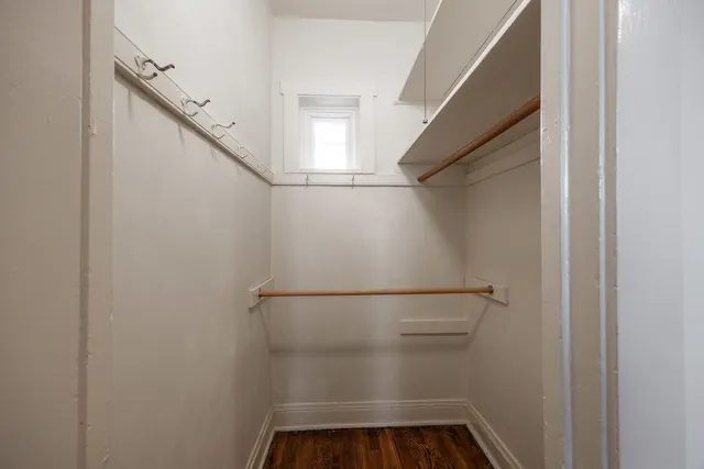 a view of small space with racks on the wall