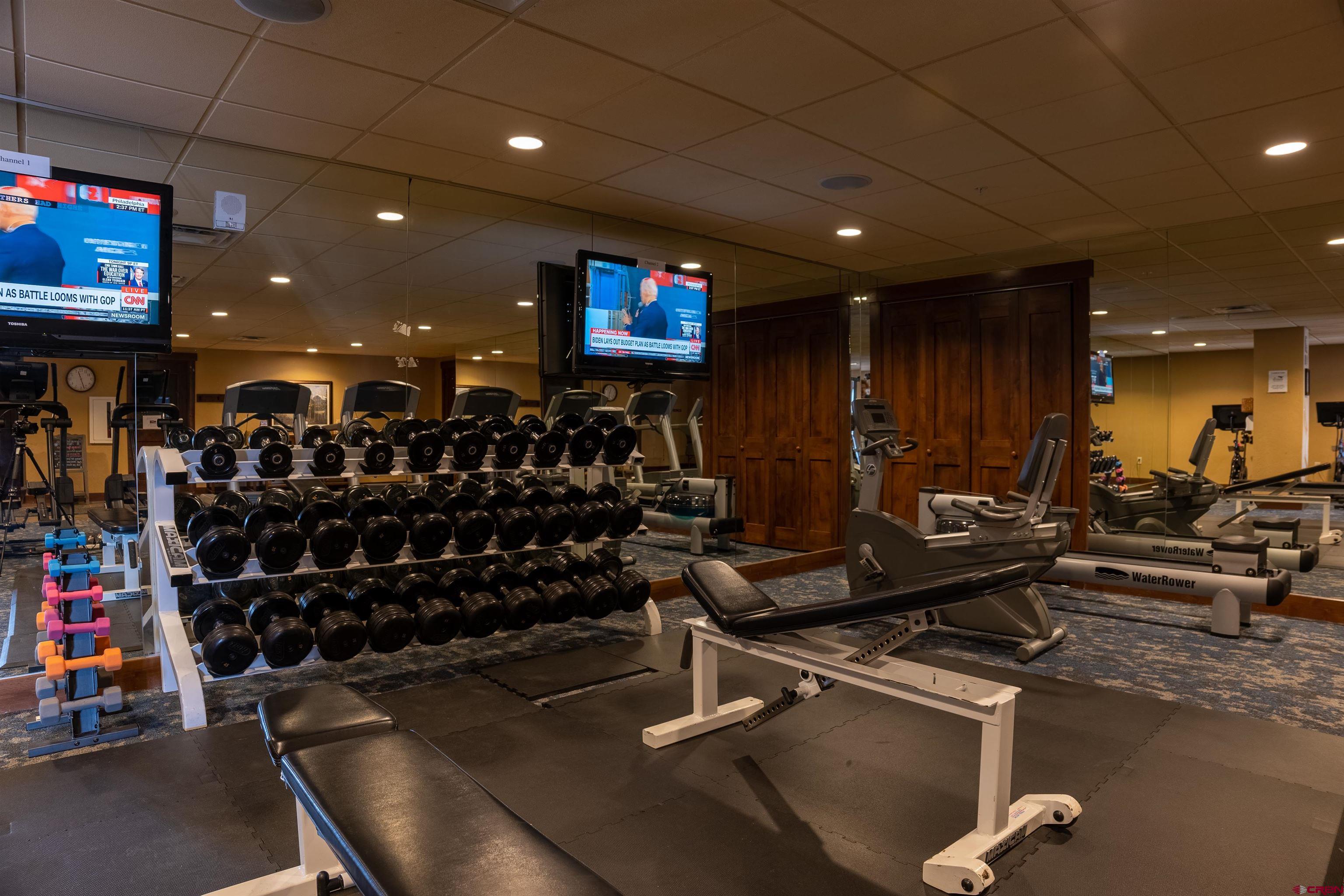 117 Needles Way, Unit 528 Durango, CO 81301 - Photo 11 of 41 a room with gym equipment and a large window