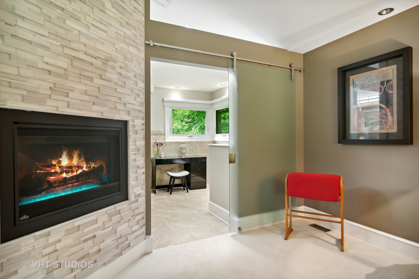 359 Haman Road Inverness, IL 60067 - Photo 15 of 39 a living room with furniture a flat screen tv and a fireplace