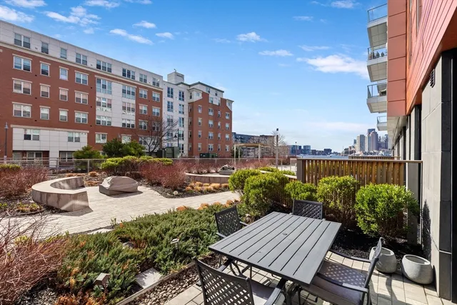 a view of a patio with couches chairs and a potted plant