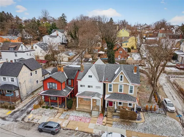 an aerial view of a city