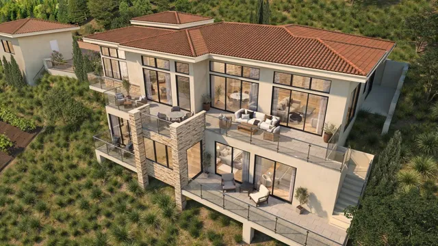 front view of a building with a yard