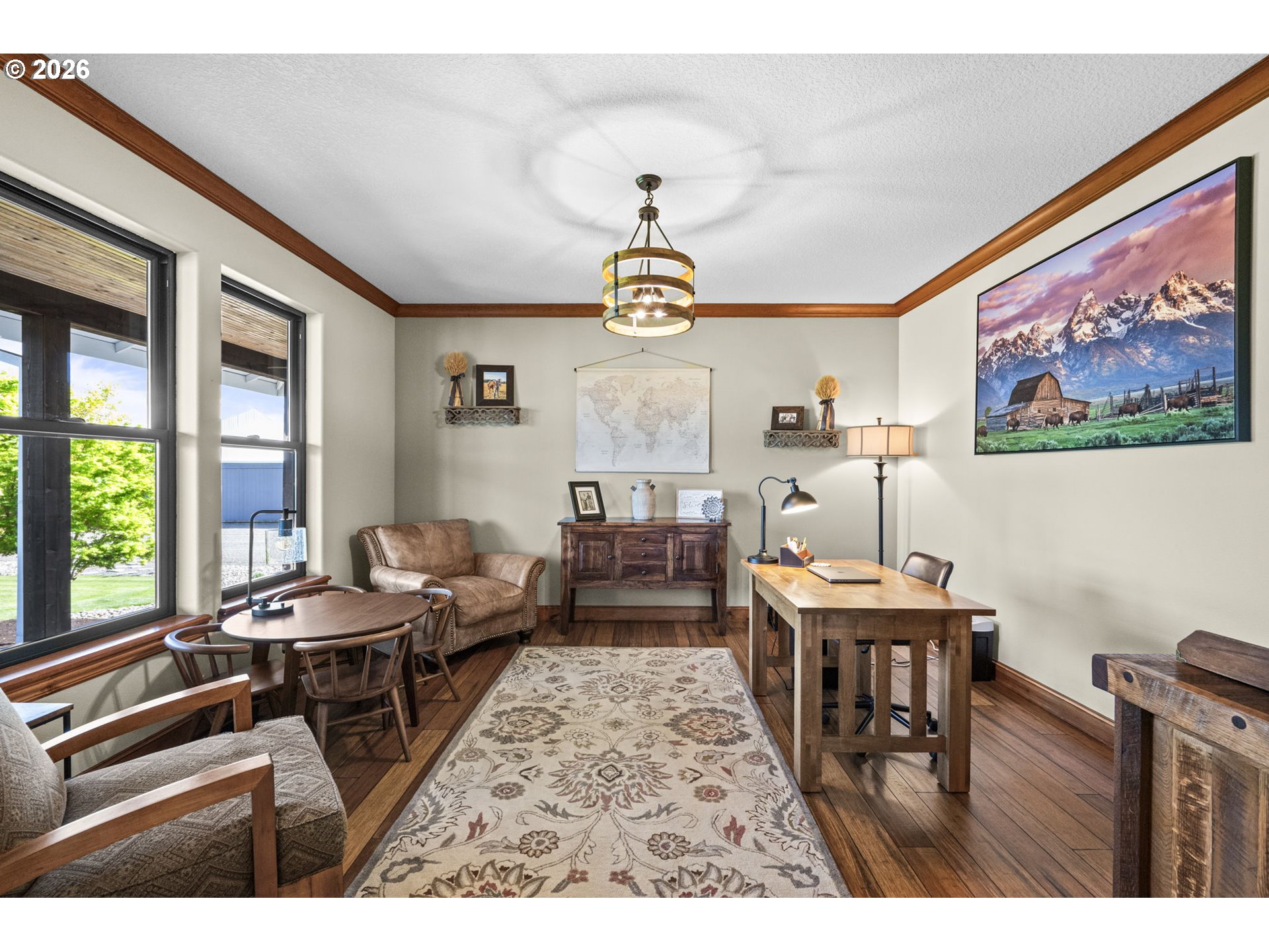 33246 South Wilhoit Road Molalla, OR 97038 - Photo 9 of 48 a living room with furniture a chandelier and a table