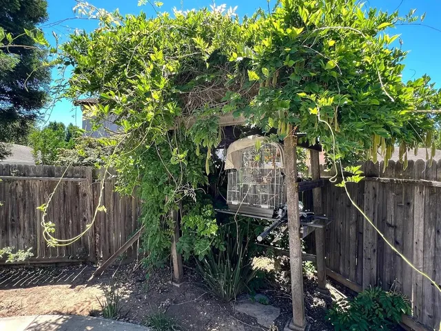 a view of a house with iron fence