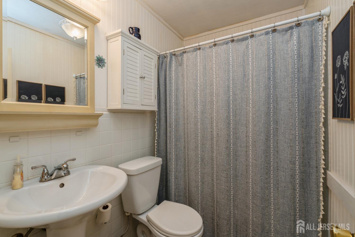 22 Constable Road Kendall Park, NJ 08824 - Photo 15 of 32 a bathroom with a sink a toilet and shower curtain