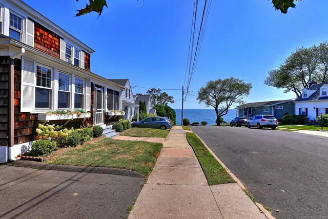 a front view of a building with street