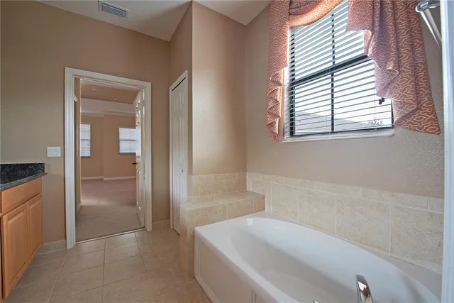 a view of a garden with an outdoor space