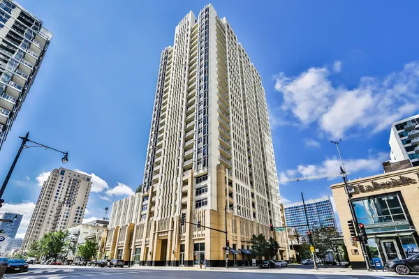 a view of a city with tall buildings