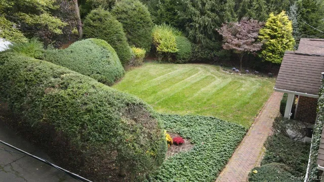 a view of a yard with an outdoor space