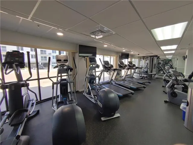 a view of a room with gym equipment