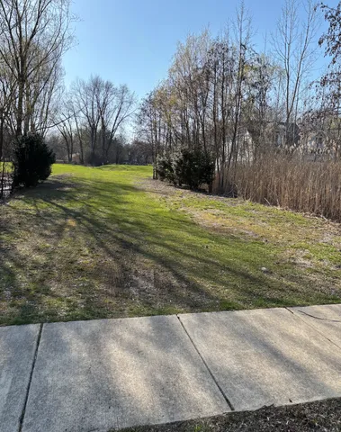 a view of a yard with a house