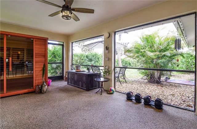 a view of a livingroom with furniture window and outside view