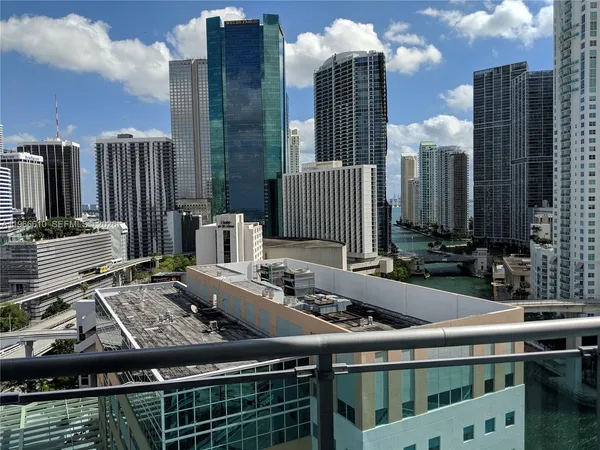 a view of a balcony with an outdoor space