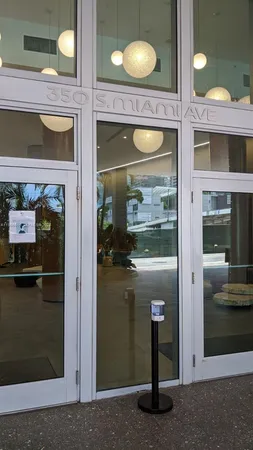 a front view of a multi story building