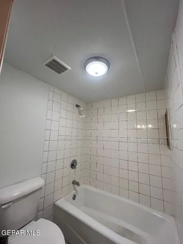 a bathroom with a toilet and bathtub