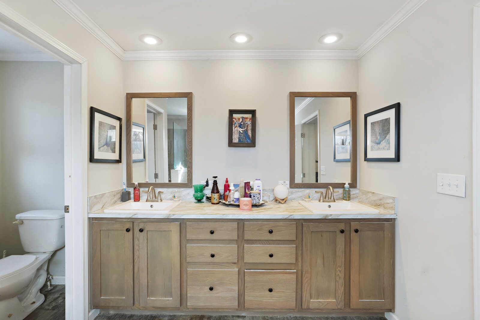 30195 White Oak Road Crawford, TN 38554 - Photo 31 of 54 a bathroom with a double vanity sink mirror and toilet