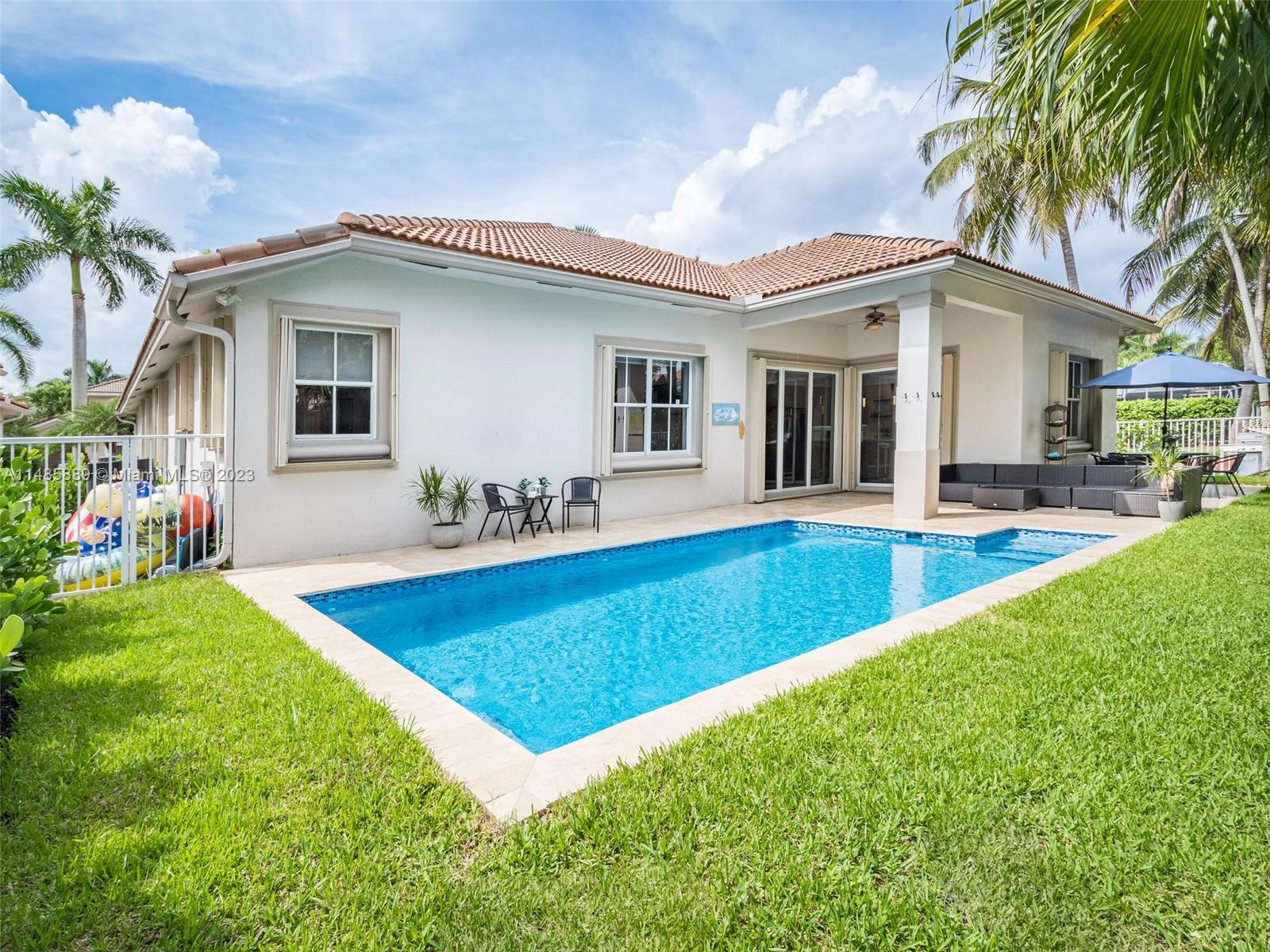 1955 Timberline Road Weston, FL 33327 - Photo 37 of 48 a view of a house with swimming pool and porch