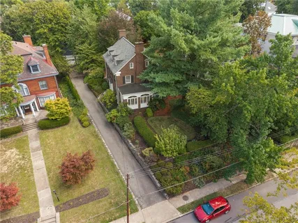 an aerial view of a house