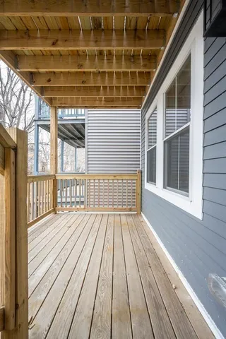 a view of wooden balcony