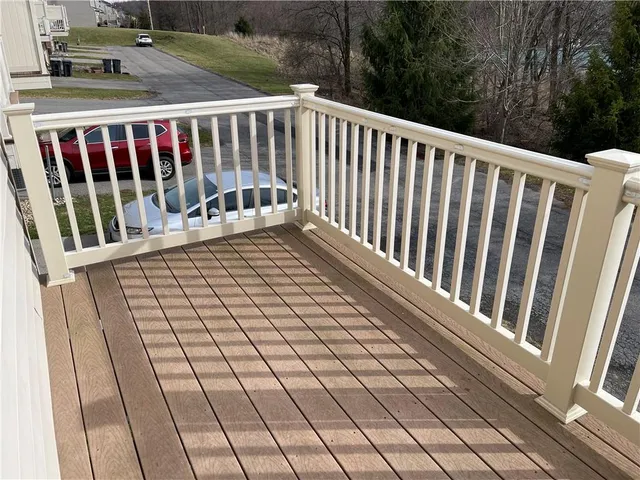 a view of wooden balcony