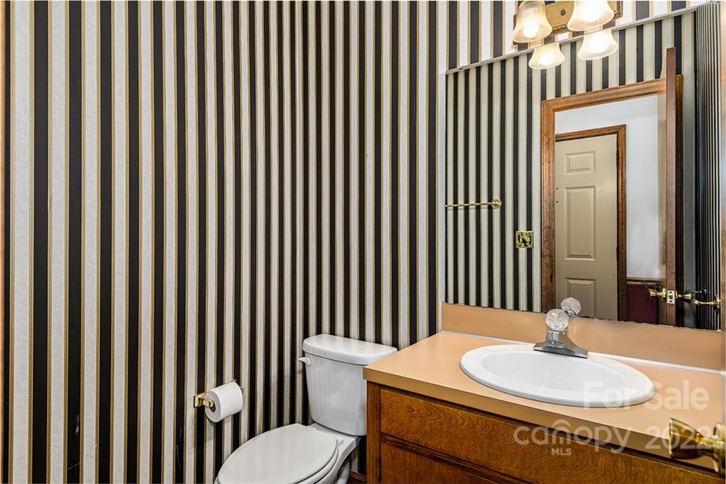 6199 Timberlane Terrace Hickory, NC 28601 - Photo 18 of 20 a bathroom with a sink a toilet and mirror