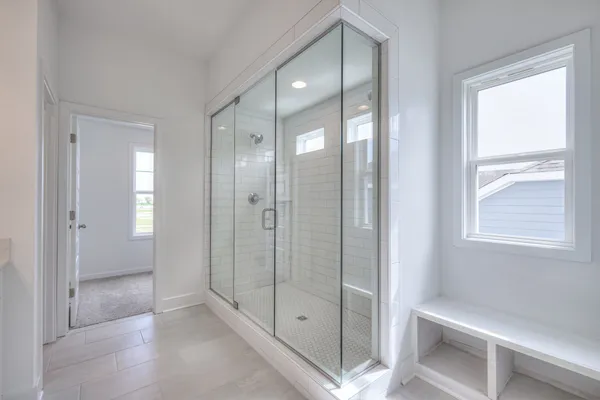 a bathroom with a shower