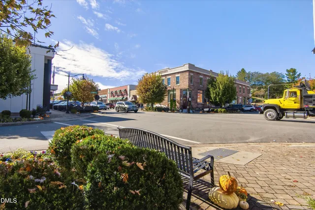 a view of a street with houses