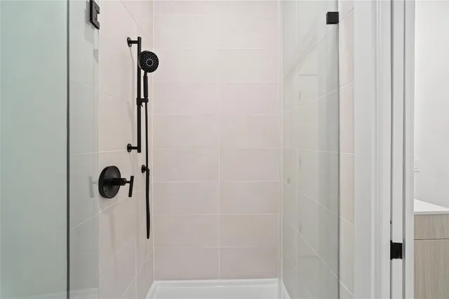 a bathroom with a shower